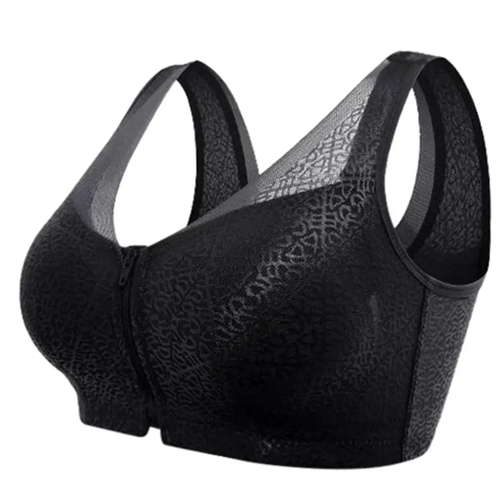 2PC Black Пикантные Для женщин Сплошной бюстгальтер спереди закрывается застежкой-молнией дышащий бюстгальтер нежно пуш-ап с молнией спереди; Поддержка нижнее белье lenceria Mujer Y - Цвет: 2PC Black
