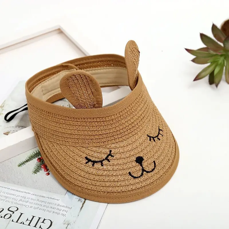 Летняя детская соломенная шляпа с котом, Корейская Повседневная Солнцезащитная пляжная шляпа для мальчиков и девочек