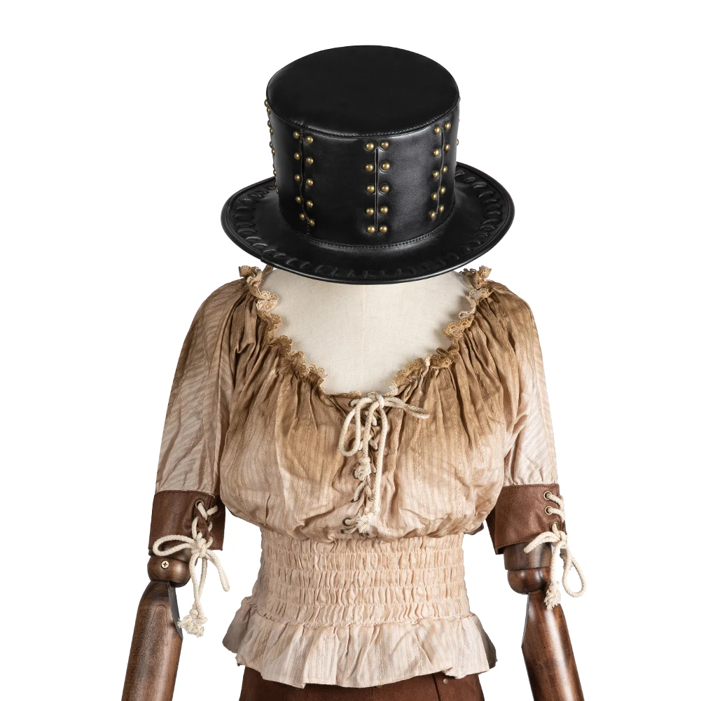 Gear Duke стимпанк шляпа из искусственной кожи Топ шляпа Викторианский мужской Millinery традиционные Волшебные шляпы волшебников