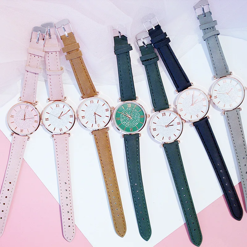 Роскошные женские часы браслет набор звездное небо женские повседневные часы, кожа кварцевые наручные часы девушка часы relogio feminino