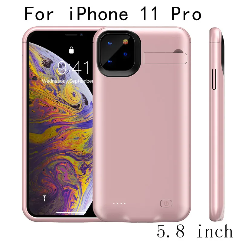 Чехол для зарядного устройства для iPhone 11, тонкий ударопрочный внешний аккумулятор, зарядная крышка для iPhone 11 Pro Max, зарядное устройство, задняя упаковка - Цвет: i11 Pro-Pink