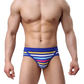 

1PC Striped Underwear Men Briefs Fabrics Tide Men Panties Breathble U Convex Pouch Briefs Comfortable Underpants