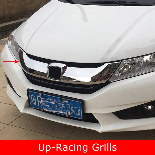 Up-racing Grill AITWATT ABS хромированные защитные полосы для Honda City передний бампер передний средний гриль отделка полоски стайлинга автомобилей - Цвет: Up-racing Grill