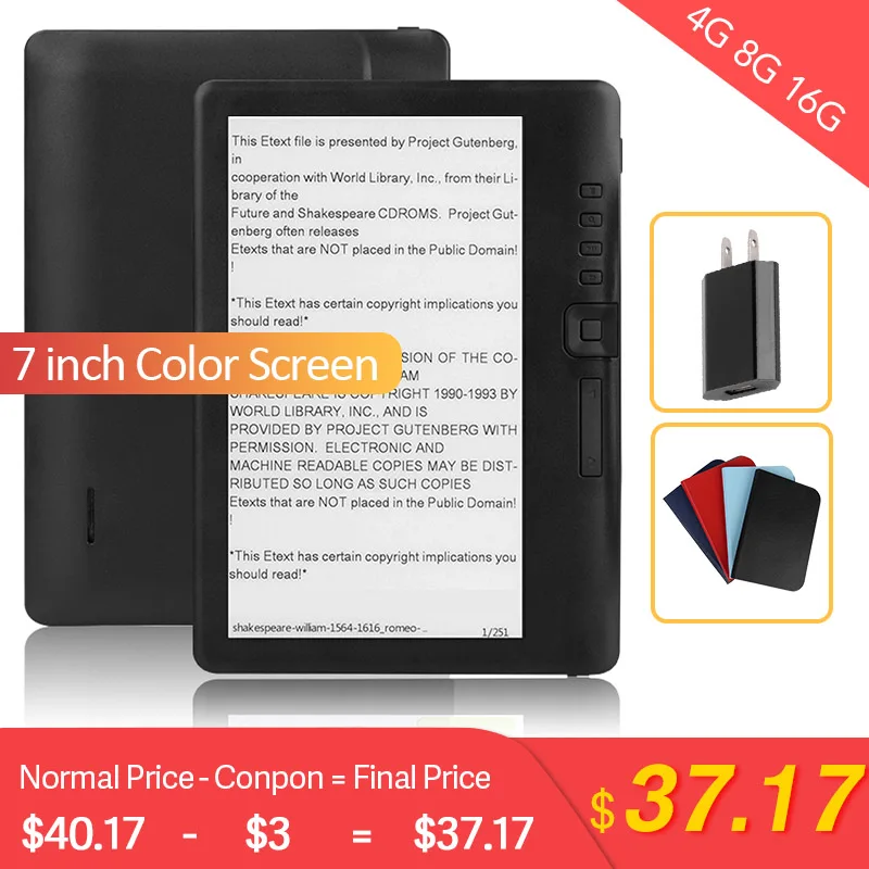 Продажа CLIATE электронная книга 4G8G 16G ЖК дисплей 7 дюймов для чтения электронных книг цветной экран Смарт с разрешением HD цифровая электронная книга в...
