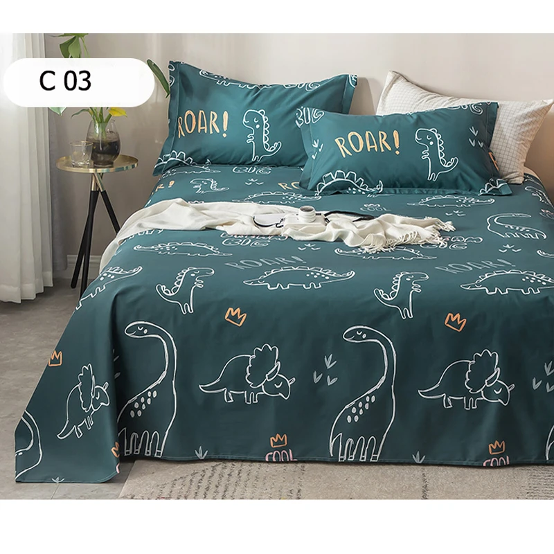 Cute Cartoon Dinosaur Animal Print Bed Sheet 100 Cotton Kids Bedding Sheets  King Size Bed Linen Bedcover Floral Bedsheet Jf003 - Sheets - AliExpress