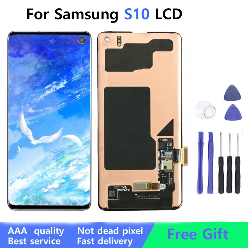 Для SAMSUNG Galaxy S10 2019 SM-G9730F ЖК-дисплей с сенсорным экраном Digitizer Замена частей +