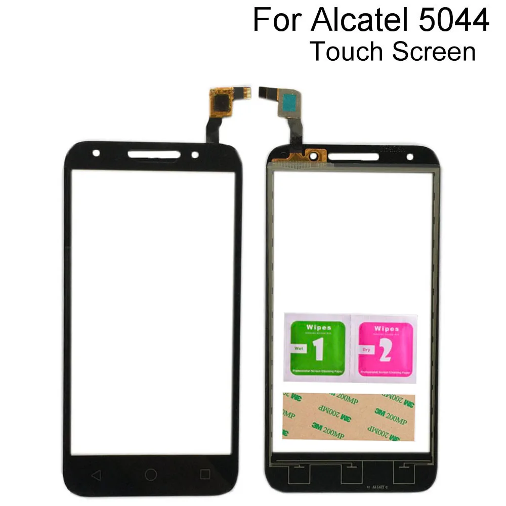 Touch Screen Panel For Alcatel One pixi 4 pixi4 5044 OT5044 Lens Digitizer TouchScreen Sensor 3M Glue Wipes | Мобильные телефоны и