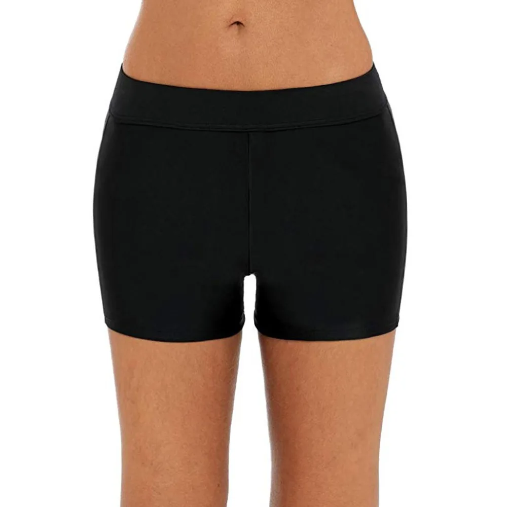 High Waist Conservative Boxer Shorts Women Bikini Bottoms Swim Briefs Elasticity Beach Shorts Stretch Shorts breathable  #2 (1)