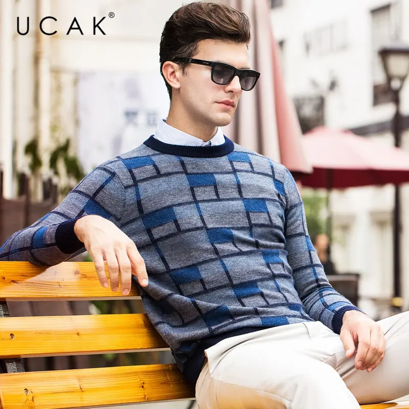 UCAK Brand 100% Merino Wool Sweater Men 2019 Autumn Winter New Arrival Streetwear Fashion Pull Homme Cashmere Pullover Men U3057