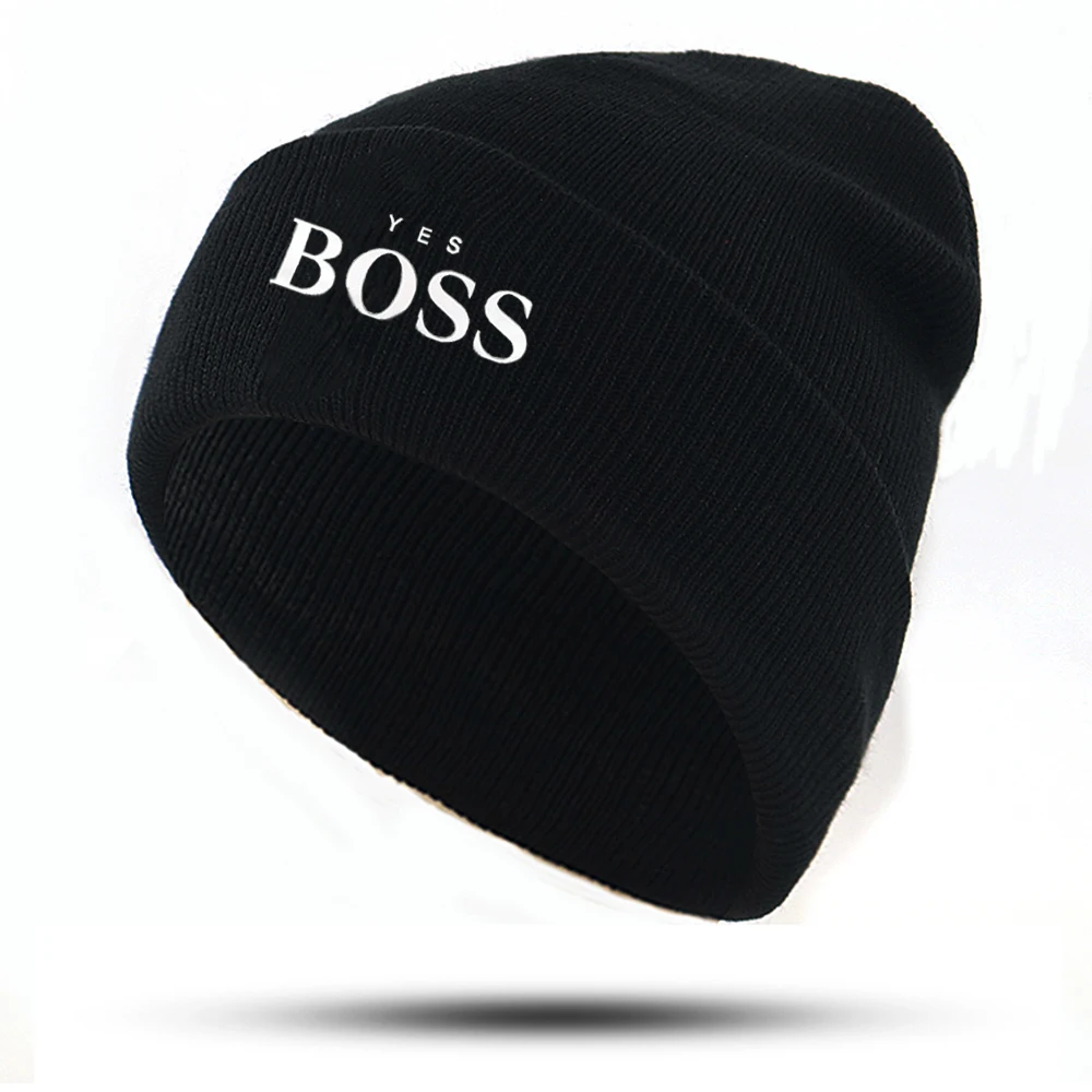 Новый YES BOSS шляпа с вышитыми буквами вязаная шапка бини наушниками для осень зима