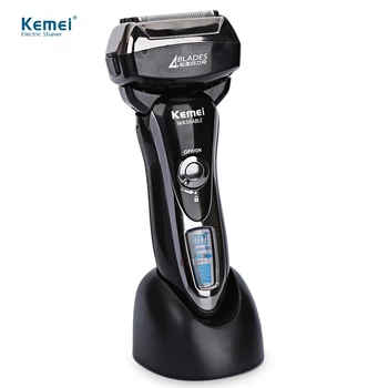 

Kemei Shaver Razor Quick Charge Professional 4 Blade High Speed Motor Strong Shaver Maglev Cutting System With LCD Display