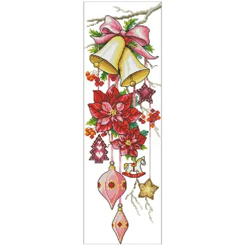 

Christmas bell red flower ornaments Counted Cross Stitch 11CT 14CT 18CT DIY Chinese Cross Stitch Kits Embroidery Needlework Sets