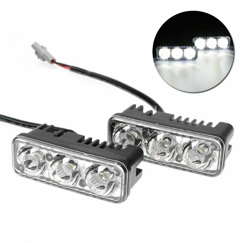 Авто 3 светодиодный SMD 12V Белый DRL Дневной ходовой светильник противотуманная фара 6000K~ 7000K
