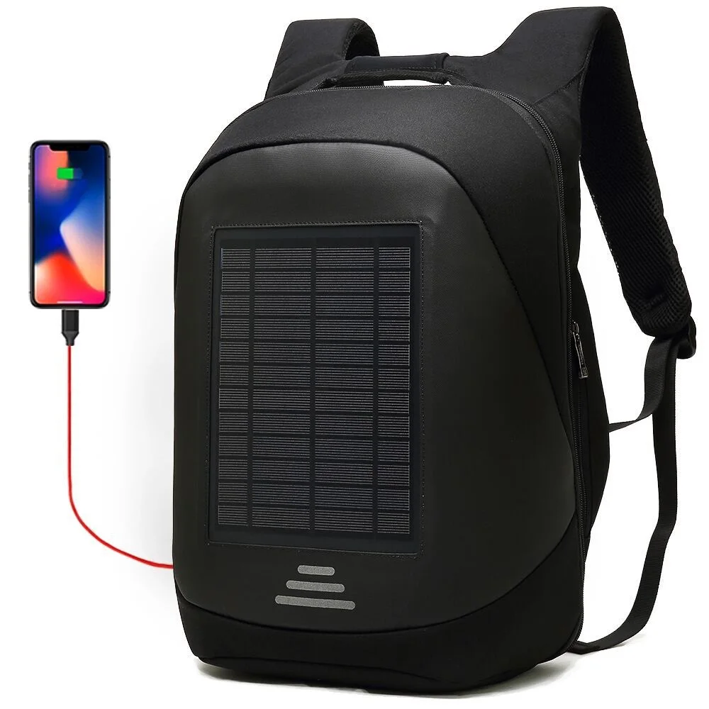 Cheap  15.6' Laptop Solar Backpack Large iPad Bag USB Charging Business Backpacks Traveling Daypack anti t