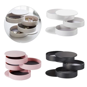 

4 Layers Multi-Function Rotating Jewelry Storage Box Jewelry Organizer For Cosmetic Lipstick Dust-Proof Storage Box With Lid
