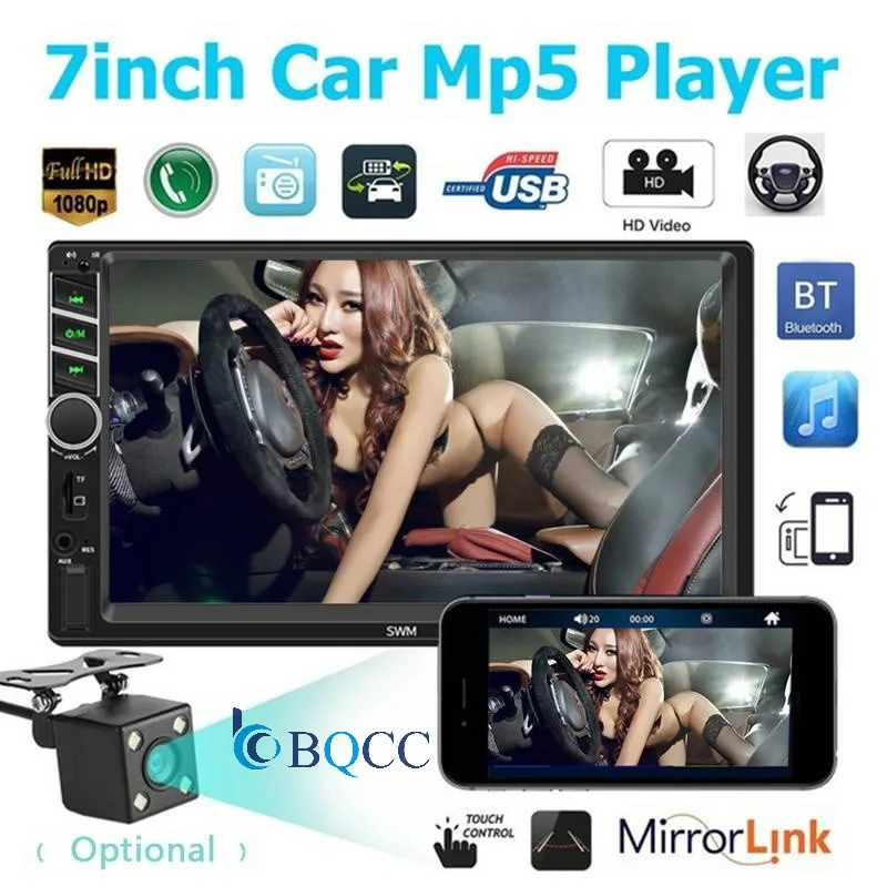 Auto Radios 7 Inch 2 DIN Car MP5 Player Bluetooth Touch Screen Stereo Audio Radio Camera USB/TF/AUX/FM Android And IOS Input Auto Radios 7 Inch 2 DIN Car MP5 Player Bluetooth Touch Screen Stereo Audio Radio Camera USB/TF/AUX/FM Android And IOS Input