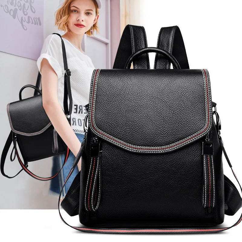 

Kmuysl new stylish simple women's backpack ultra light waterproof backpack high quality leather backpack student bag