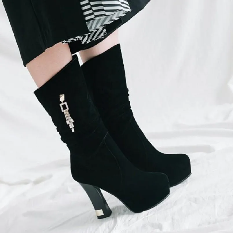 Cresfimix Bottes Femmes/женские классические ботинки до середины икры высокого качества; сезон осень; Цвет Черный; красивые удобные женские вечерние ботинки красного цвета; C6061