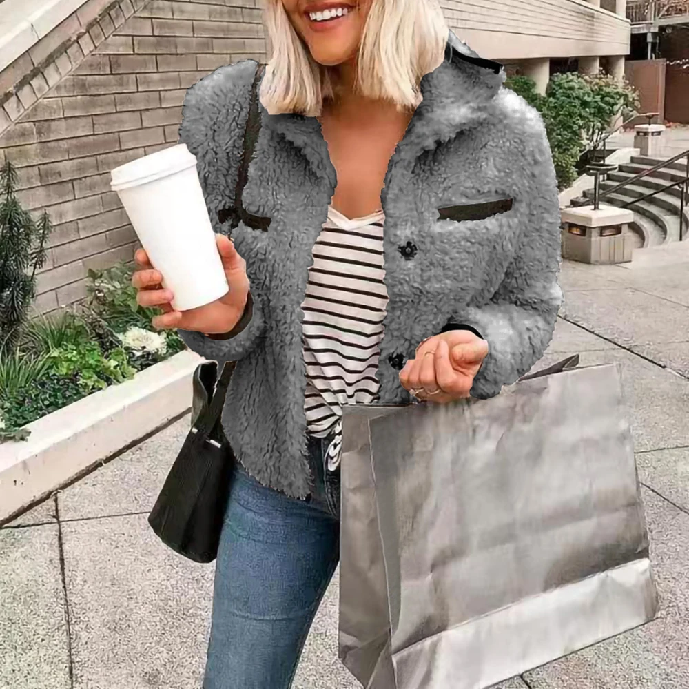 

2019 Autumn New Fashion Women Pu Fur Coats Long Sleeve Coat Warm Winter Plush Jacket Plush Zipper Stitching Outwear