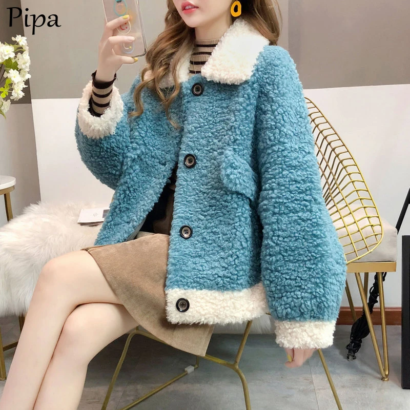 

Elegant Faux Fur Coat Women Autumn Winter Warm Soft Single Breasted Fur Jacket Female Plush Overcoat Pocket Casual Teddy Outwear