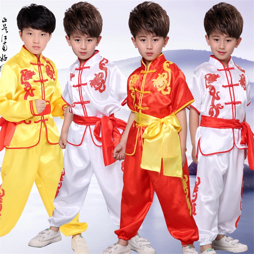 Traditional Chinese Style Kung Fu Wushu Clothing Kids Stage Party Performance Team Dance Wear Hanfu Tai Chi Competition Uniforms