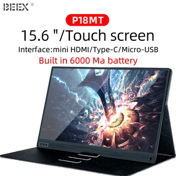 

BEEX Portable Monitor with battery and touch screen 1920x1080 HD IPS 15.6-inch LCD display for Laptop Phone Switch Xbox Pc