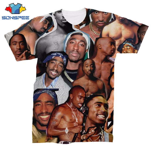 SONSPEE Summer Tupac Amaru Shakur / Biggie Smalls T-Shirt  3D Printing Hip-Hop Funny Men's T-Shirt 2Pac Rapper Art Shirt Top