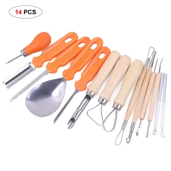 

14 pcs Halloween Pumpkin Carving Tool Kit Professional Pumpkin Cutting Sculpting Decorating Kitchen holiday Tools Kit