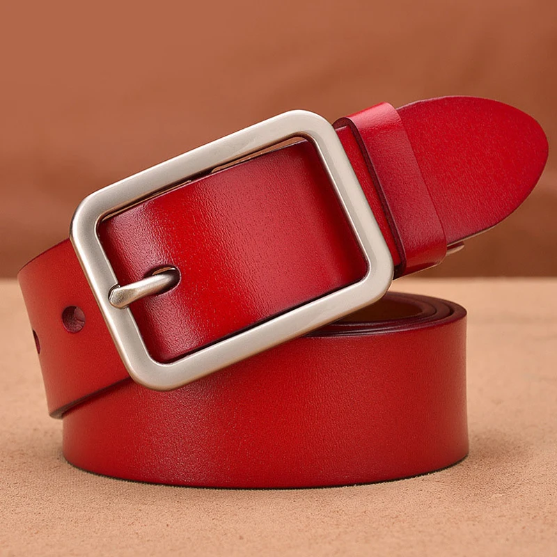 Leather belt unisex pin buckle vintage men and women fashion strap female waistband fancy for men's jeans