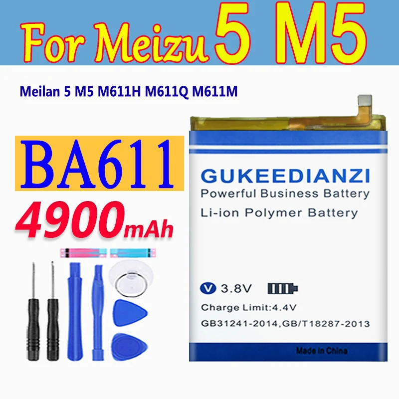 Аккумулятор GUKEEDIANZI BA611 BA 611 для сотового телефона Meizu Meizy Meilan 5 M5 M611H M611Q M611M 4900 мАч