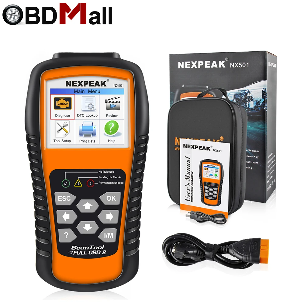 NEXPEAK NX501 OBD2 Automotive Scanner Car Engine Diagnostic Tool Full OBD 2 Protocols Data Analysis Support Printing /Updating