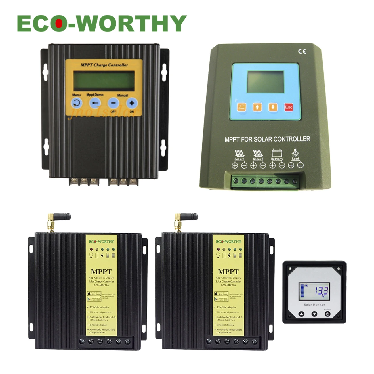 ECOWORTHY 20A/40A MPPT контроллер солнечного зарядного устройства солнечная панель