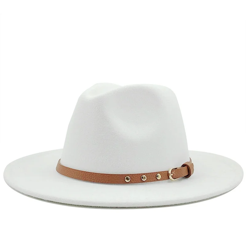 

NEW Black/white Girl Wide Brim Simple Church Derby Top Hat Panama Solid Felt Fedoras Hat for Men Women wool Jazz Cap