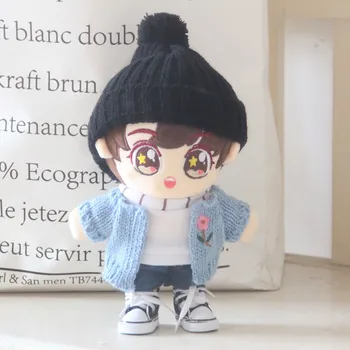 

[MYKPOP]KPOP Doll's Clothes and Accessories: Bobble Hat+Sweat+Cardigan+Pants(without doll) for 20cm Dolls E9 SA20200406