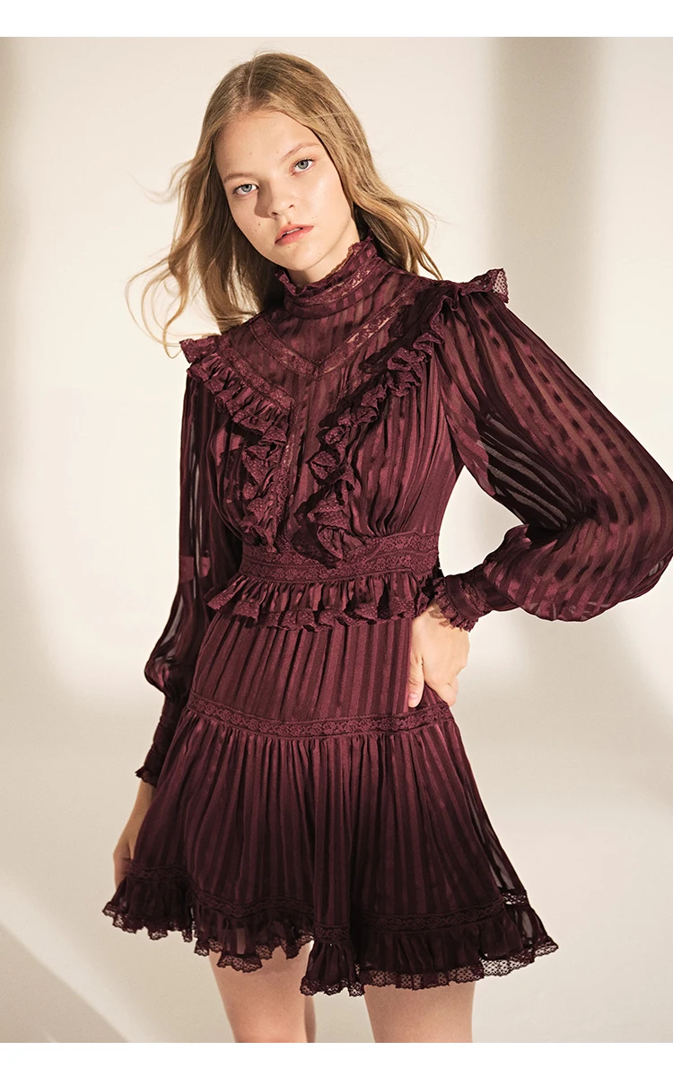 EASYSMALL For Love Lemons, женское платье, модное, сексуальное, красное вино, высокое качество, сплайсинг, высокий воротник, тонкое, обтягивающее, повседневное, с высокой талией, платье