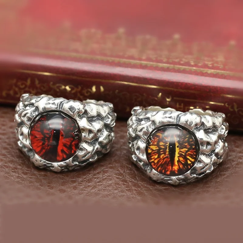 

S925 Sterling Silver Fashion Jewelry Cracked Ghost Eye Ring Male Silver Open Ring
