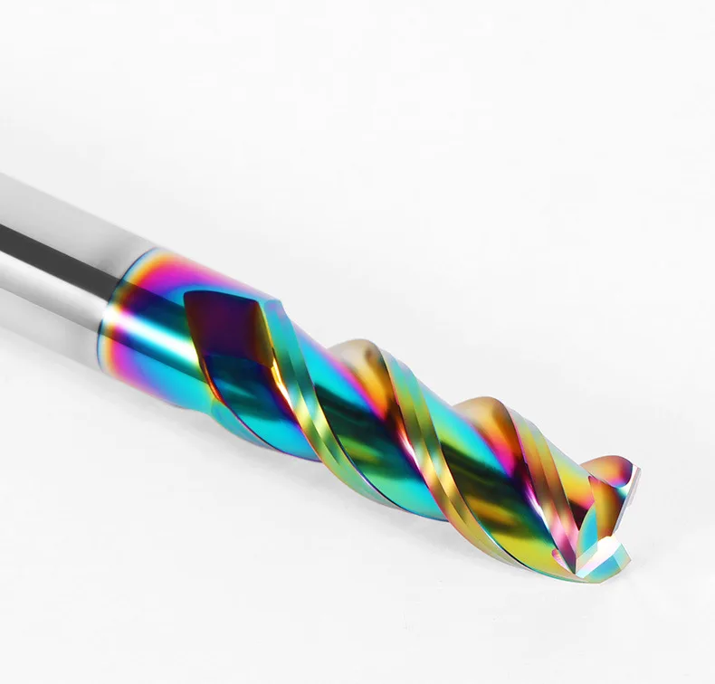 Colorful End Mill Aluminium HRC55 3F Milling Cutter Acrylic Wood Copper Plastic Cutting Tool CNC Maching Milling Tools Endmils