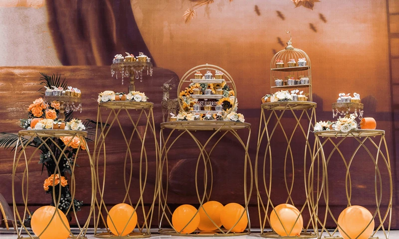 JAROWN Wedding Props Acrylic Ironwork Cylindrical Dessert Table Pre-function Area Decoration Wedding Party Dim Sum Cake Stand (6)