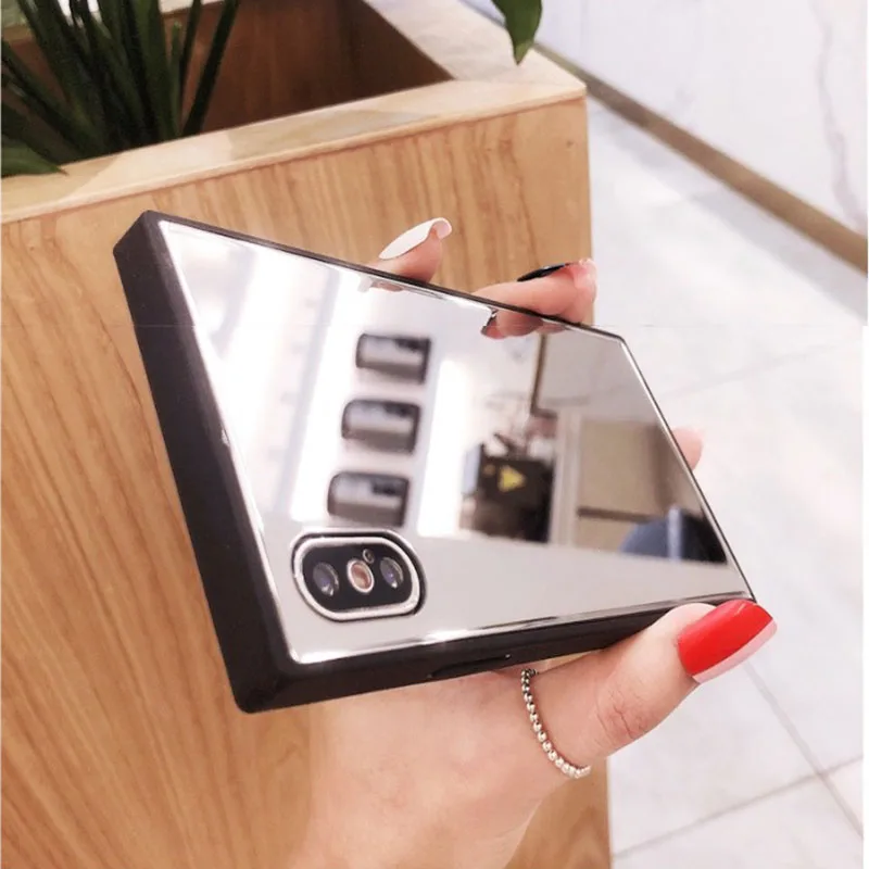Square Mirror Makeup Phone Case For iPhone 7 X XR XS Max 6 6s 7 8 plus Fashion Makeup case