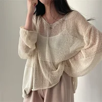 Karrram Lazy Style Full Sleeves Jumpers Tops Hollow Out Sexy Women Fashion Casual Streetwear Chic Femme Sweaters Pullovers - Image 2