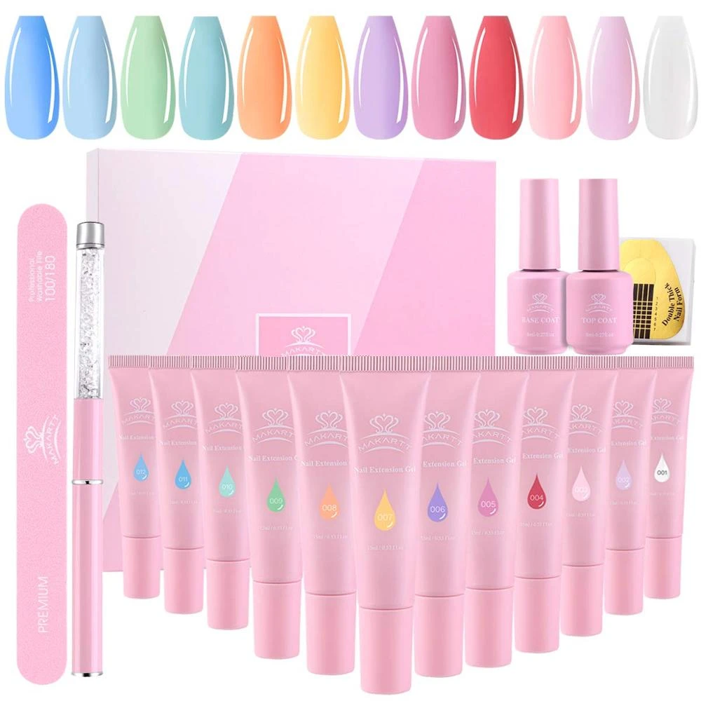 Makartt Poly Nail Building Gel Kit Quick Nail Extension Gel Clear Pink