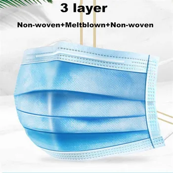

100/200/300 pcs Disposable Mouth Mask Non-woven Melt Blown Three-layer face mask High Quality individual boxs bags mascarillas