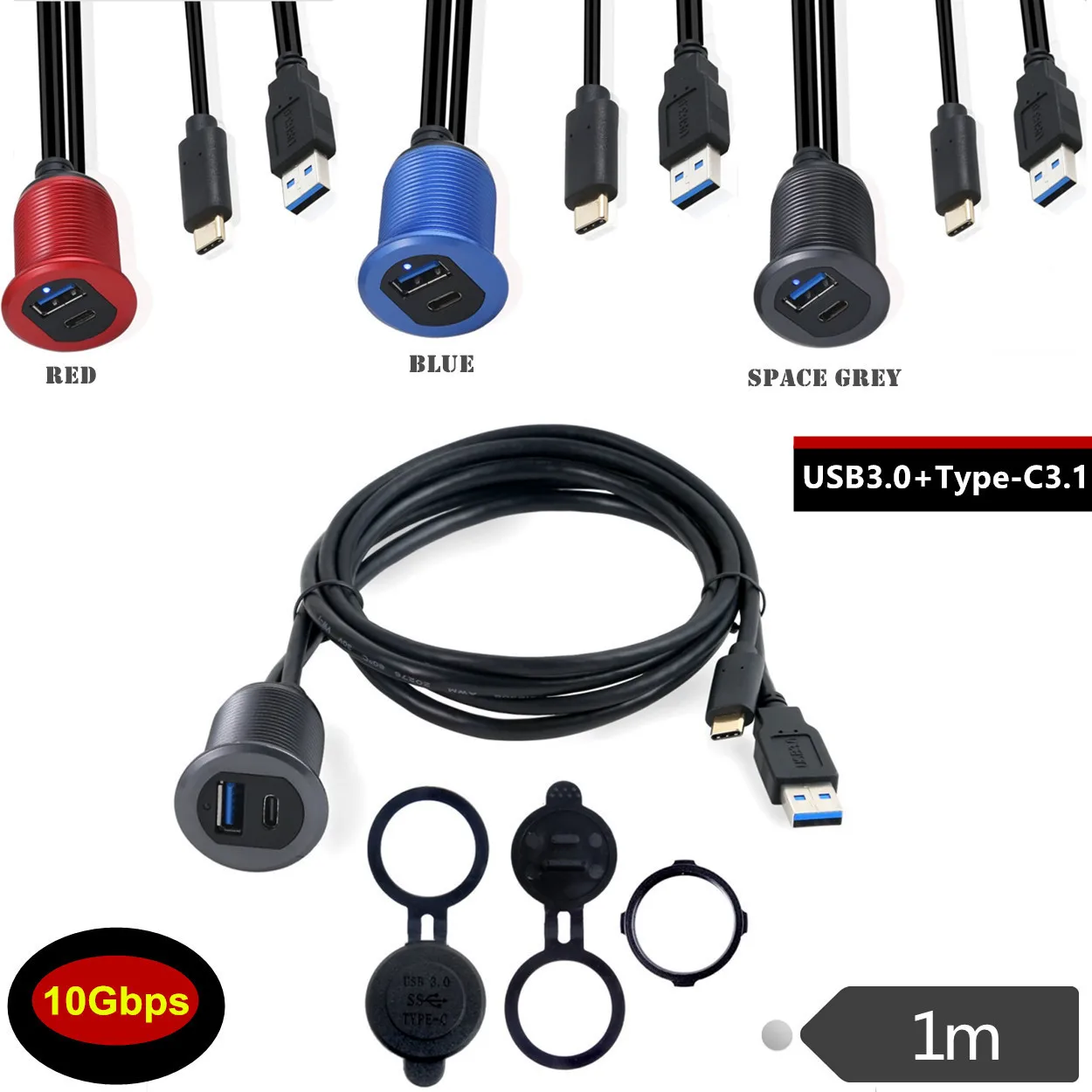 Кабель со светодиодсветильник кой типа C 3 1 и USB 0 штекер гнездо AUX автомобильный
