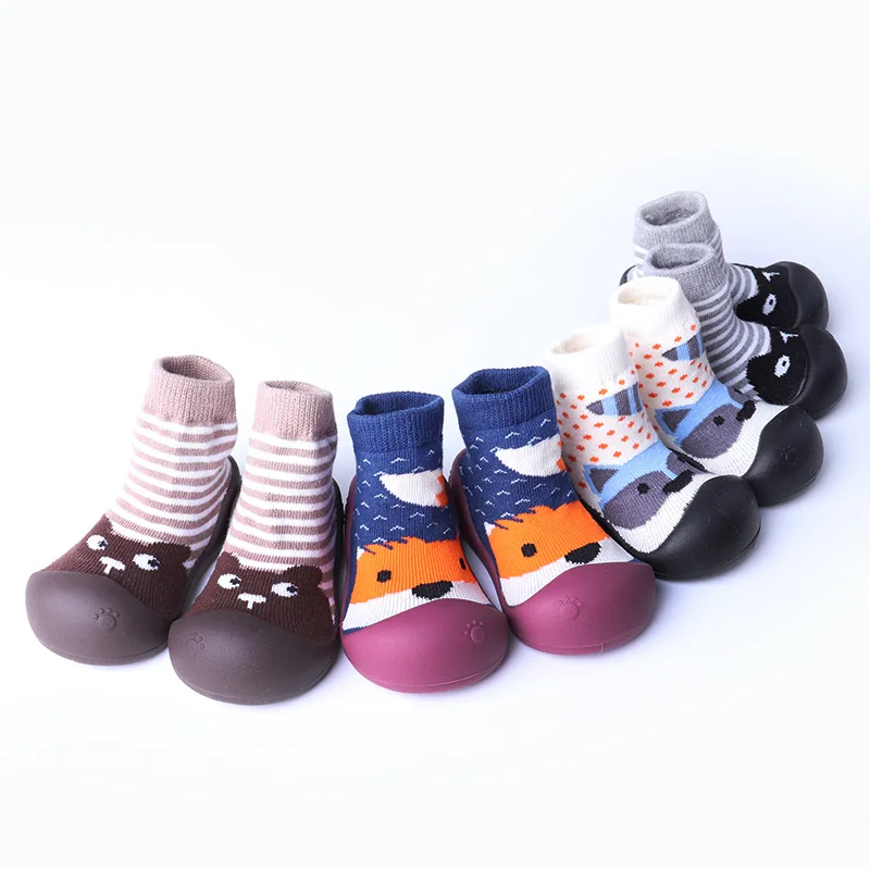 2019 Spring Autumn New Baby Shoes Socks Toddler Cartoon Children Floor Socks Non-slip Rubber Cotton Socks Baby First Walkers