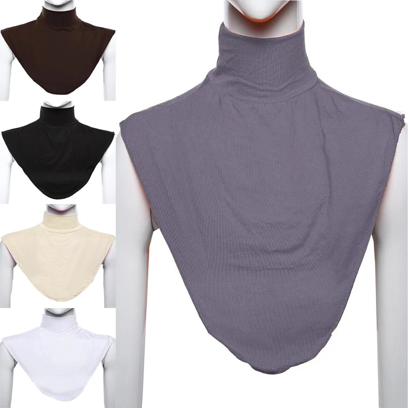 Женский модальный поддельный хиджаб с ожерельем Мусульманский Исламский чистый