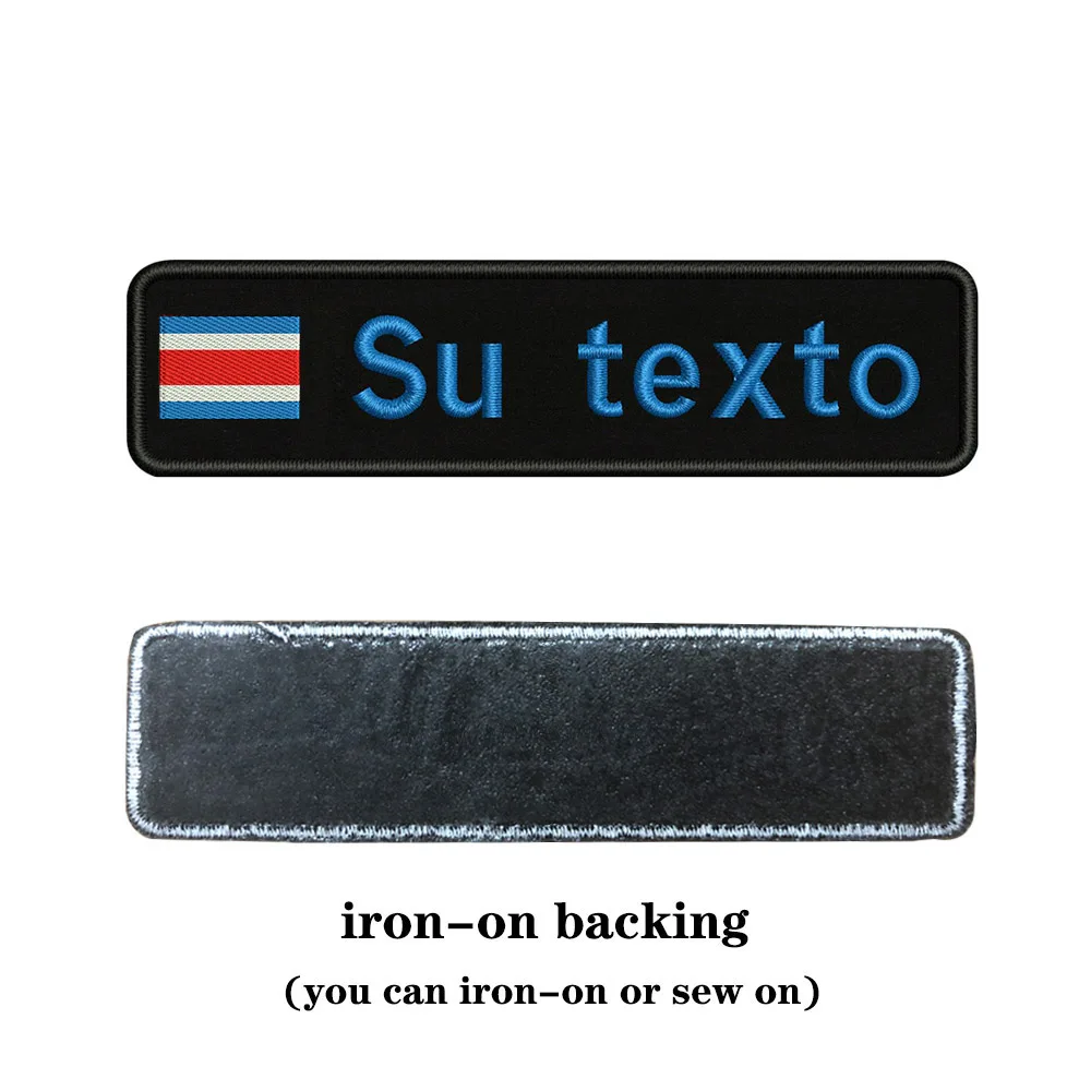 Custom Embroidery Costa Rica National Flag Text Patch 10cm*2.5cm badge Iron On Or Velcro Backing For Clothes Pants Backpack Hat - Цвет: blue-iron on