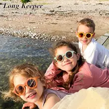 LongKeeper New Round Kids Sunglasses Boys Girls Children Fashion Cute Green Orange Sun Glasses Baby Shades Eyewear UV400 Oculos