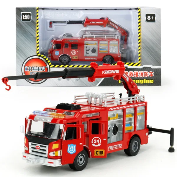 1:50 пожарная машина Diecast Deluxe несколько сцена деформации спасательный автомобиль образовательная железная дорога набор - Цвет: Красный