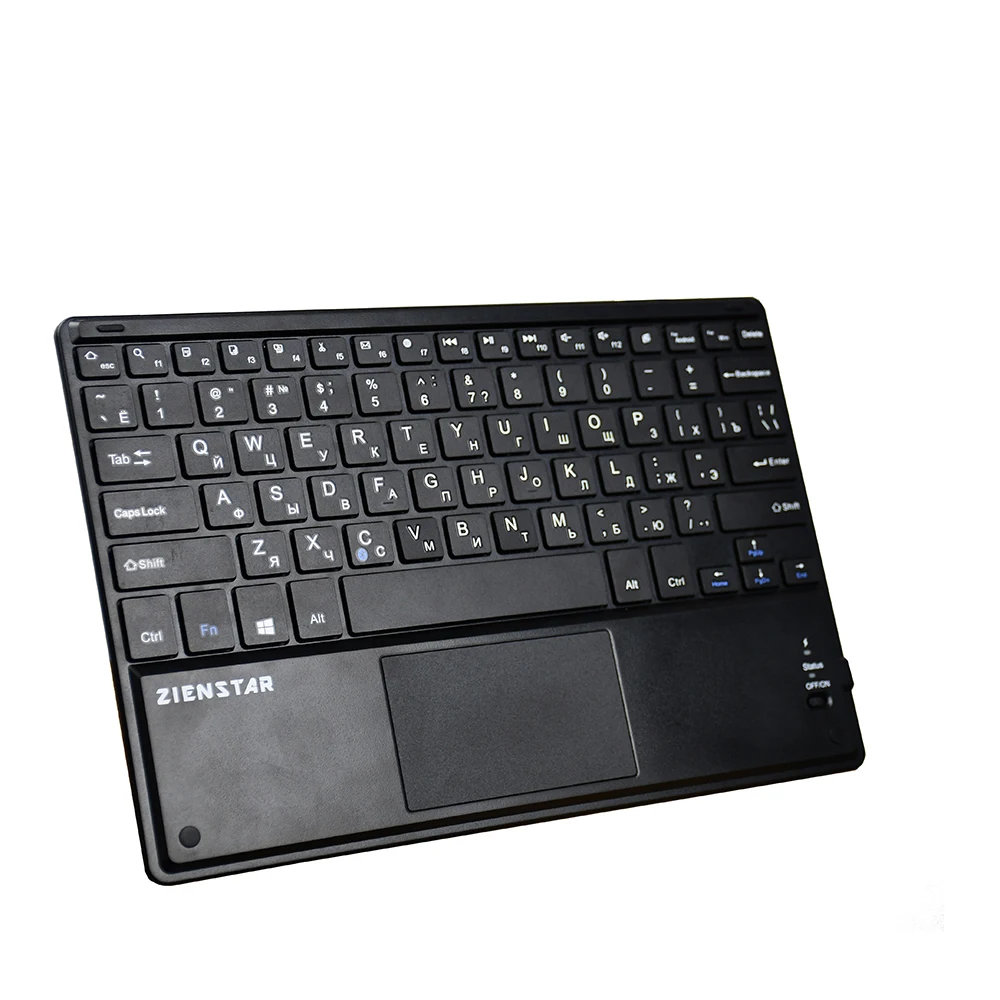 Zienstar 10 дюймов Беспроводная Bluetooth клавиатура с тачпадом для ПК компьютера/samsung Tab/microsoft/Android/Windows планшета - Цвет: Russia Black