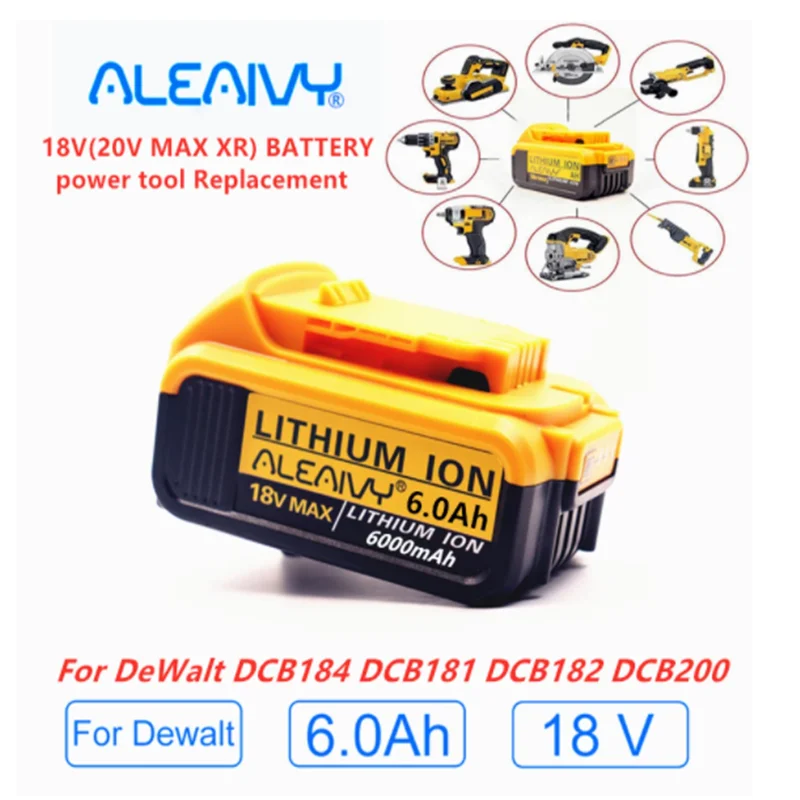 С зарядным устройством 18 в 6 0 Ач MAX XR замена для электроинструмента DeWalt DCB184 DCB181 DCB182